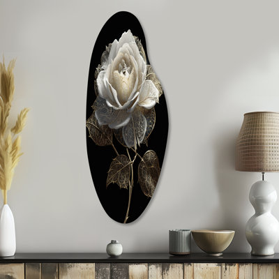Art mural asymétrique rétro en forme de rose sur fond noir