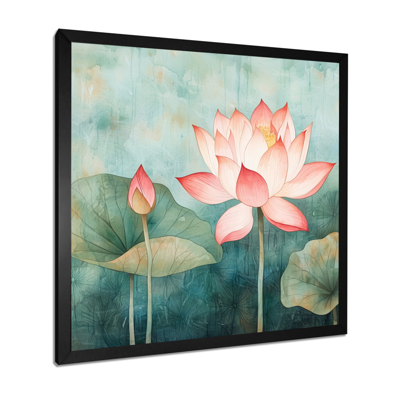 Lis Lily Aura de Lotus IV - art mural Lotus, H 30 po x l 30 po, Reproduction encadrée d'une seule photo sans pass, Noir
