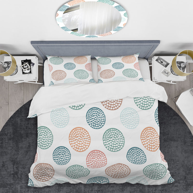 Motif de cercle vert - ensemble de housse de couette abstrait - polyester microfibre