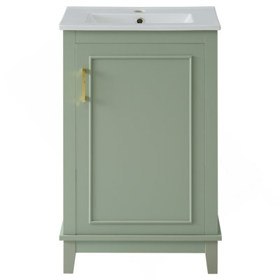 Petite armoire de meuble-lavabo moderne avec lavabo en céramique de 20 po Viedo - 20 * 14,5 * 33,3 po, beaucoup de rangement, 1 porte à fermeture douce