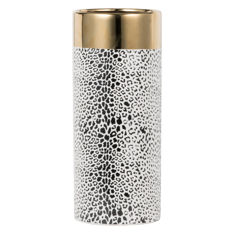 Matte Black and Gold Sleek Ceramic Table Vase
