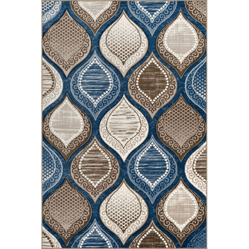 Tapis lavable à la machine à motif Suzani, Sous-tapis rectangulaire de 3 pi 3 po x 4 pi 11 po