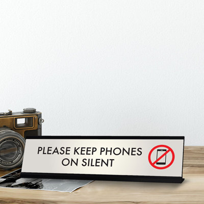 Please Keep Phones On Silent, Silver Desk Sign 2X 8