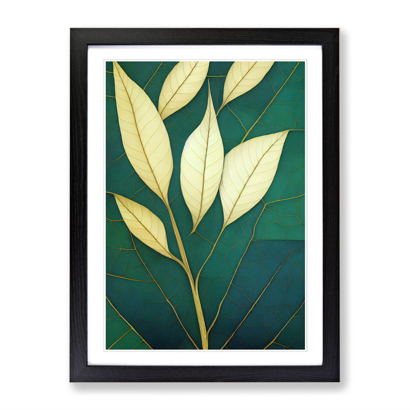 Bentor Ivy Leaf Geometric - Single Picture Frame Print, 34cm H x 25cm W x 2cm D, Oak
