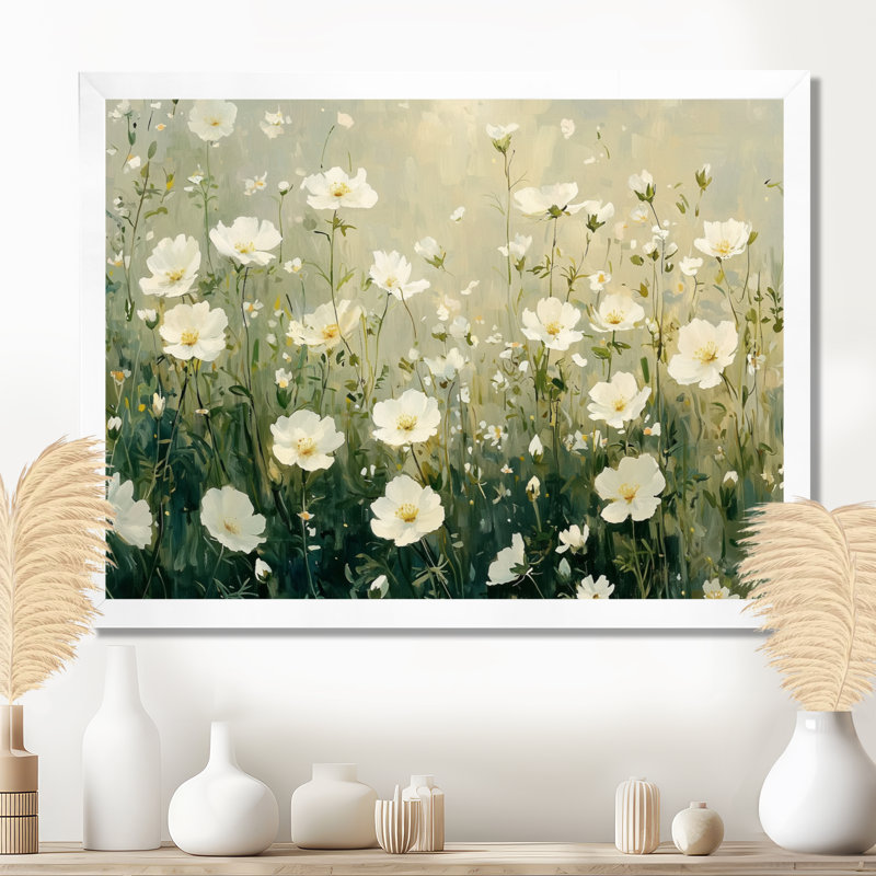 Innarah White Wildflower in Spring Bloom I - Wildflowers, art mural, Reproduction encadrée d'une seule photo, Blanc