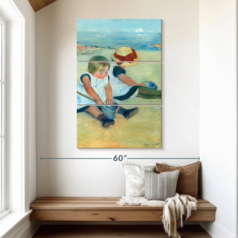 Leisha, enfants jouant sur la plage, 1884, H 50 po x l 32 po