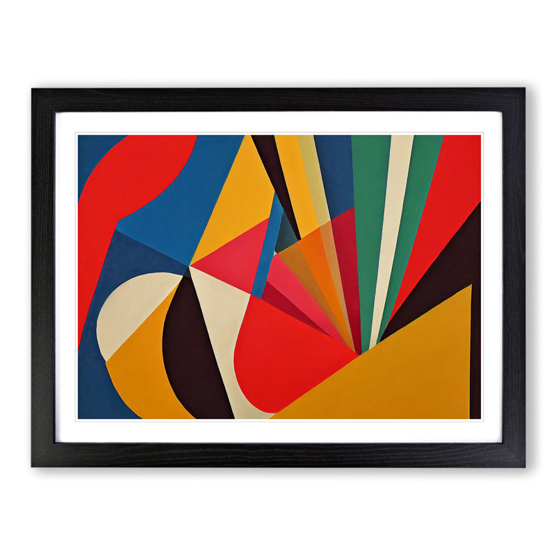 Abstract Art Suprematism Vol.7 1 Piece Single Picture Frame Wall Art, 46cm H x 64cm W x 2cm D, Black Framed
