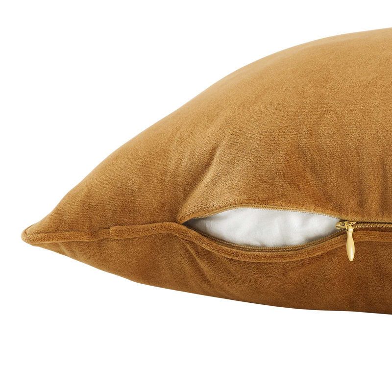Enhance Performance Velvet Throw Pillow by Modway, Cognac, 23.5" x 23.5"