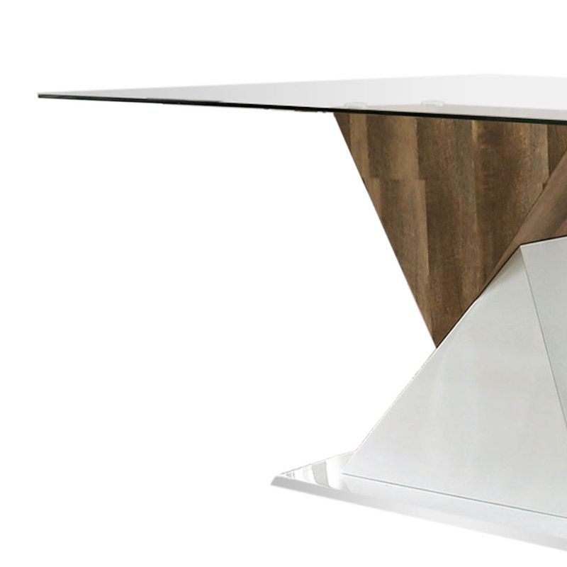 Table de salle à manger Jaliza Bima au fini blanc / naturel
