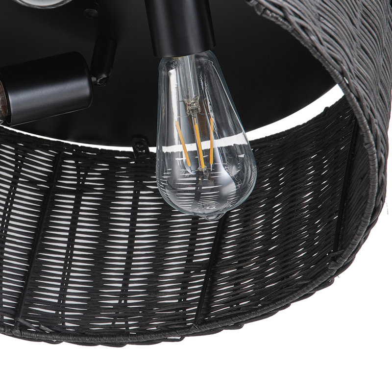 Plafonnier rond en fer rotin 3 lumières