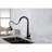 Black Pull Down Kitchen Faucets, Matte Finish, Single Handle, Deck Mounted, Easy To Control Water Temperature Modern Sink Faucet With , , Installation-177930602