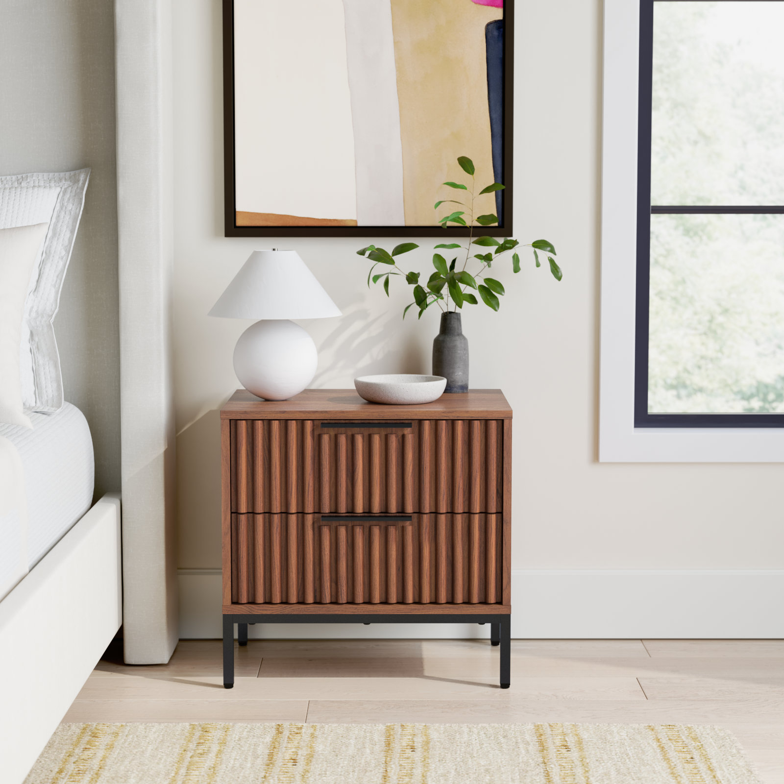 Burgess Nightstand, Walnut / Black