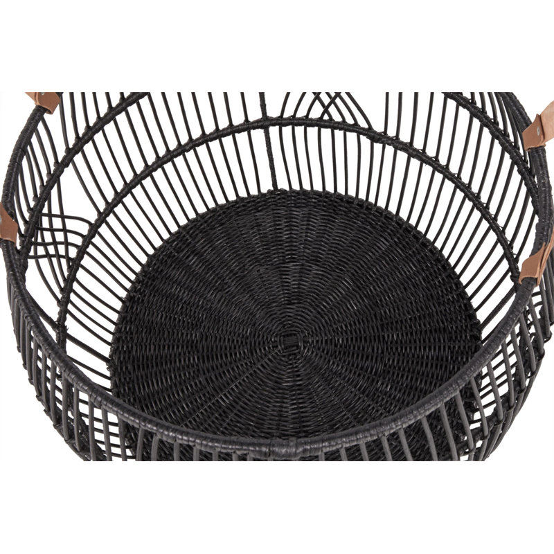 Sumatra Rattan Floor Storage Basket, Black