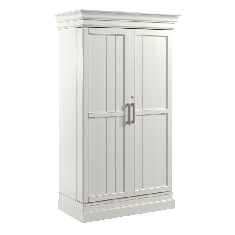 Bar avec armoire de rangement pour le vin Mervin, Blanc