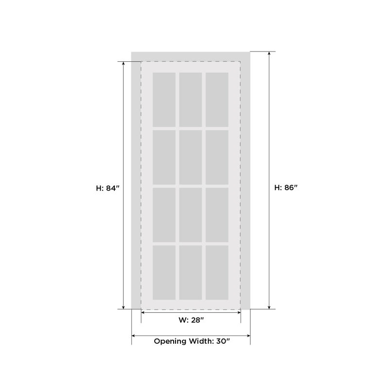 Porte française solide | Verre transparent Lucia 2466 | Poignée simple à panneau régulier | Portes de salle de bain robustes