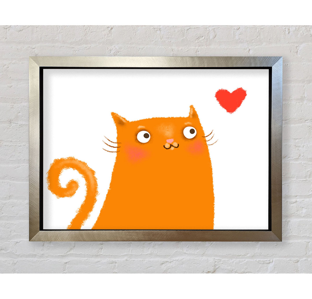 The Love Heart Orange Cat - Einzelne Bilderrahmen Kunstdrucke