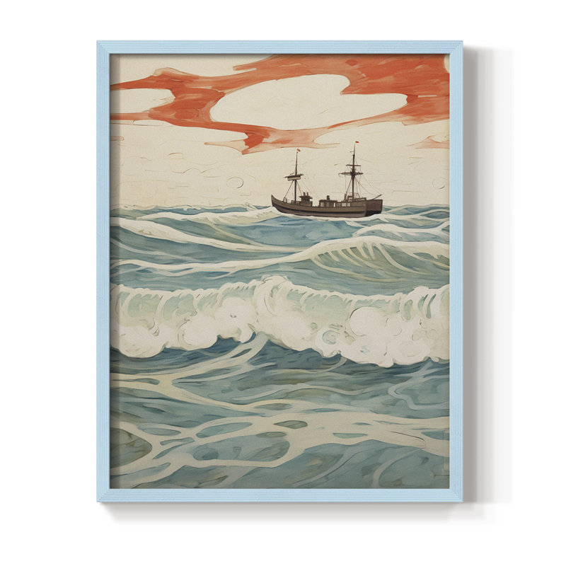Impression encadrée rétro Vintage Nautical IV - bois massif, H 15 po x l 12 po, Bleu