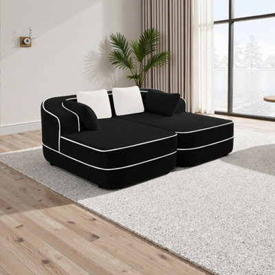 Fluffy Cloud-like Teddy Velvet Sectional Sofa: No-Assembly Boneless Design, 32D Ergo Comfort & Modular Freedom | Sleeper Ready w/ Double Chaises