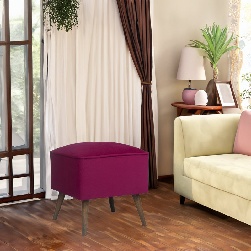 Kahmir Upholstered Ottoman, Burgundy