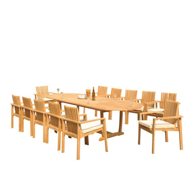 Outdoor 11 - Piece Teak Dining Set