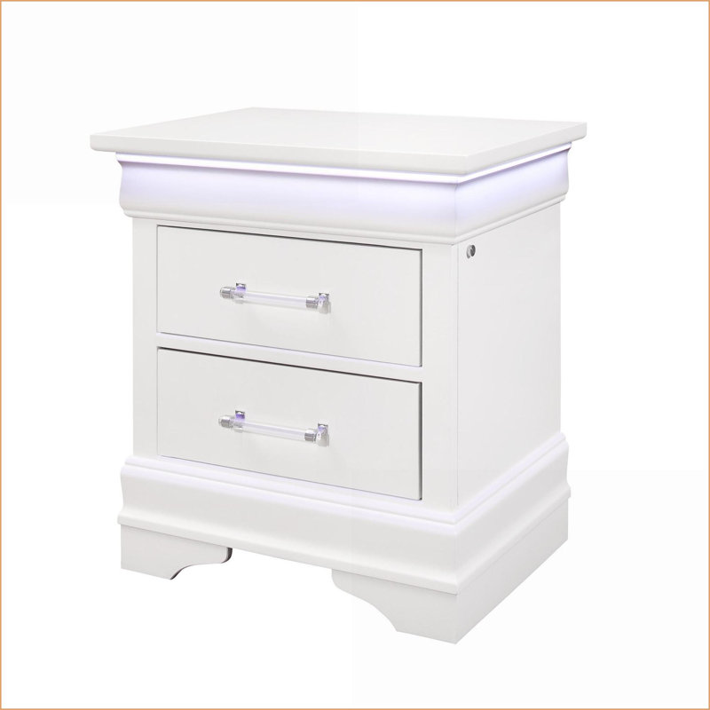 Table de chevet 2 tiroirs Charleston, Blanc