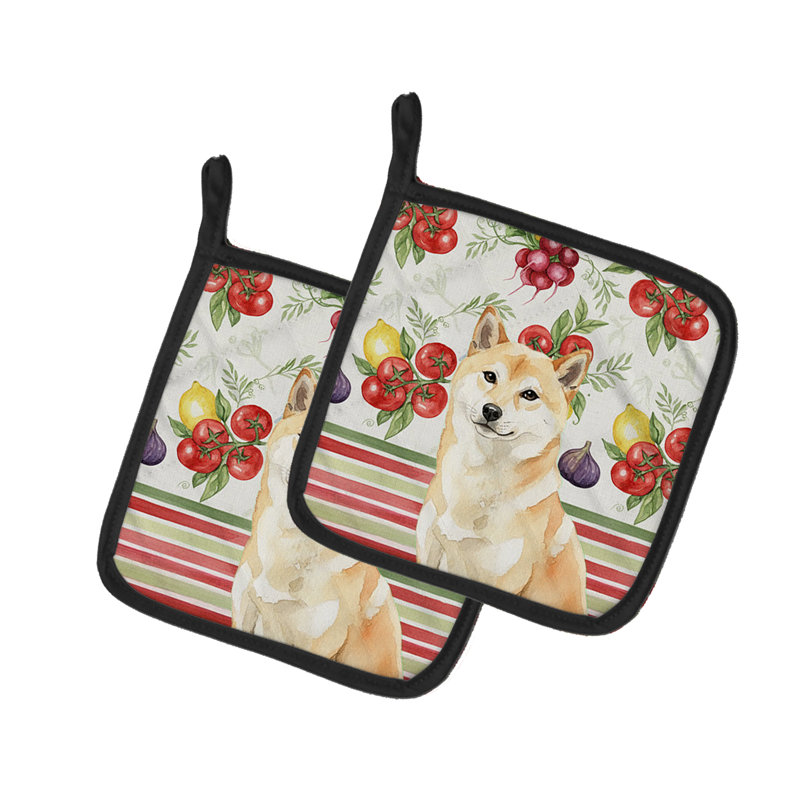 Paire de porte-casseroles crème Shiba Inu, Crème
