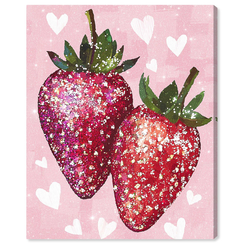 «Sparkling Strawberries Canvas Trendy Art Prints» par Art Remedy, Toile tendue, H 45 po x l 36 po x P 1,5 po