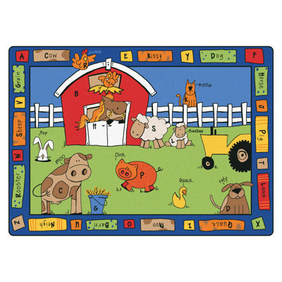 Alphabet Farm Classroom Literacy Tufted Multi Color Area Rug