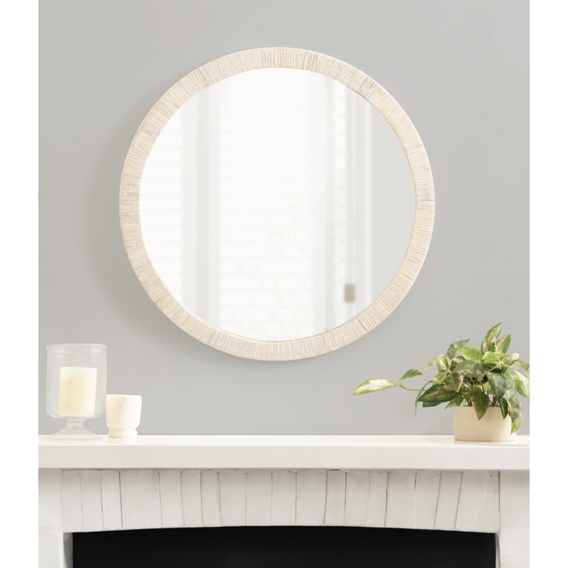 Miroir mural Cassilis, Bois naturel et blanc