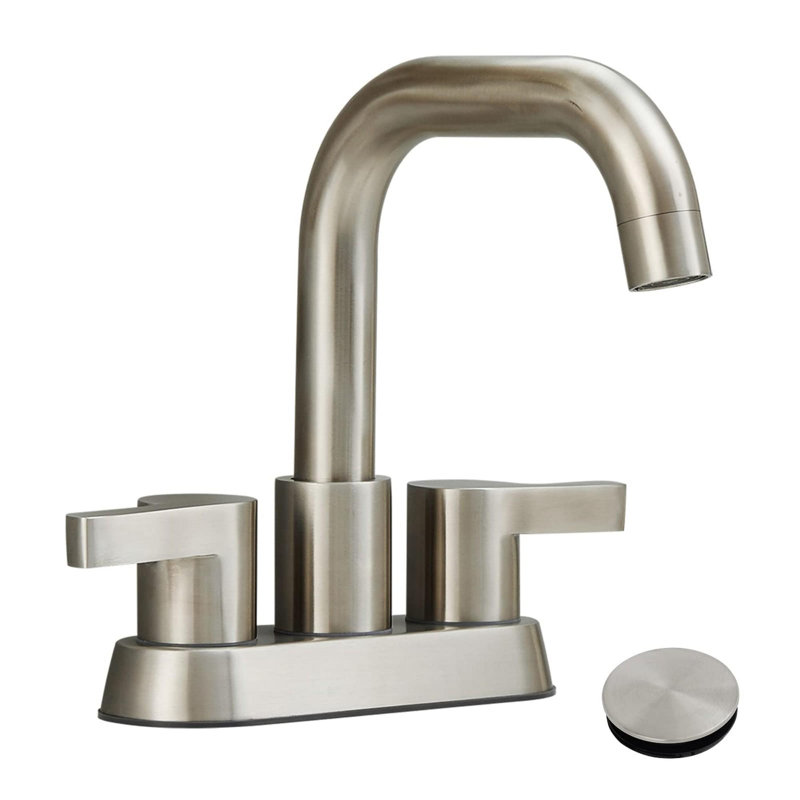 Bathroom faucet with 360 degree turn spout, Brushed Nickel