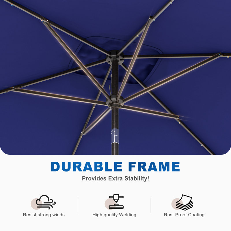 Parasol de marché rectangulaire 120 po x 78 po Donzella, Bleu marine