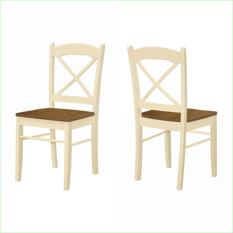 Ensemble de 2 chaises transitionnelles, pieds en bois de chêne, chaises rembourrées crème pour salle à manger, pour adultes