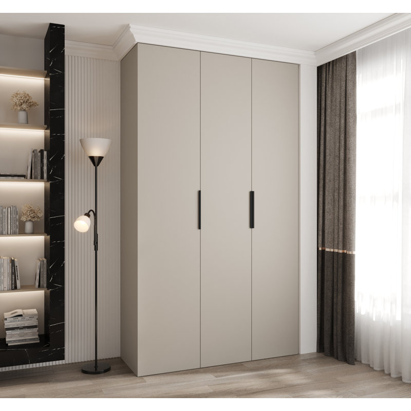 Wardrobe Moko 4, 245,5cm H x 140cm W x 40cm D, White Matt/Black