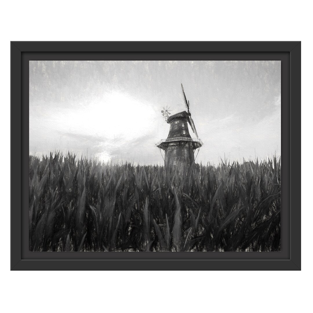 Gerahmtes Wandbild Windmühle auf dem Feld