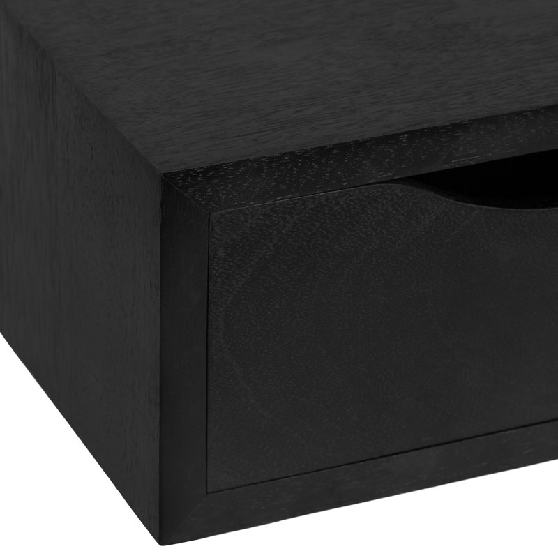Byata Floating Wall Shelf Side Table with Drawer, Black