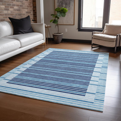 Graphyne Blue Washable Indoor-Outdoor Rug - 