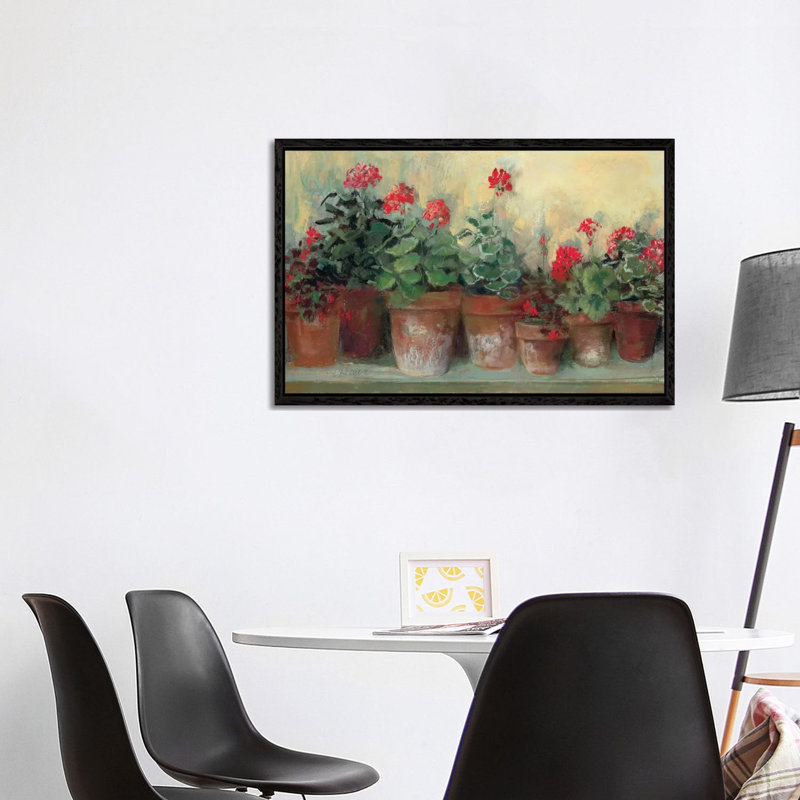 Kathleen's Geraniums by Carol Rowan - Print on Canvas, Black Floater Framed, 101.6 cm H x 66.04 cm W