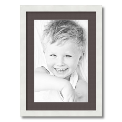White Wood Matte Picture Frame with Mat