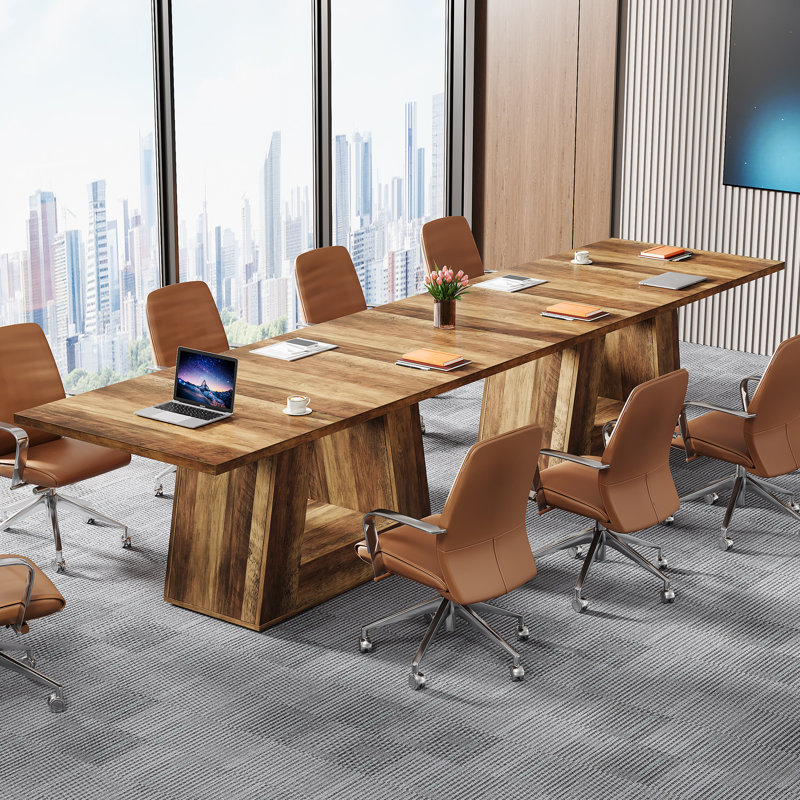 63" Modern Executive Desk With Sturdy Base, Brown