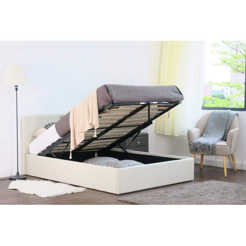 Philippe Upholstered Ottoman Bed, Single (3'), Cream