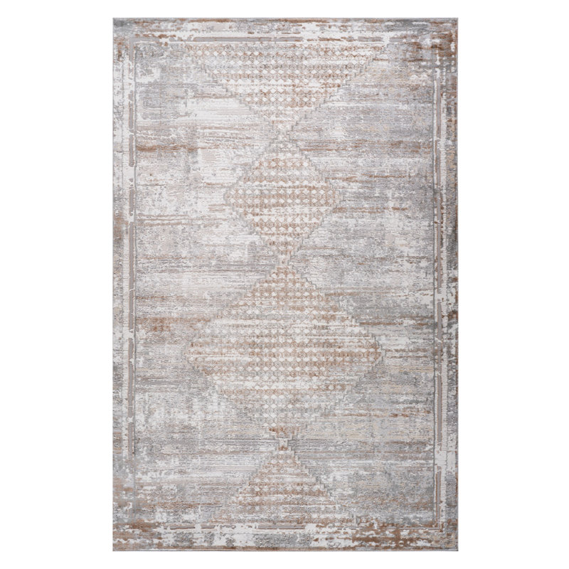 4' X 6' Gray and Brown Abstract Distressed Area Rug