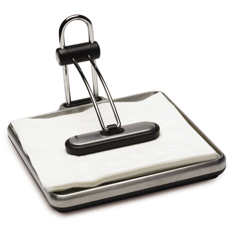 Stainless Steel Quick Grip Napkin Holder with Weighted Arm