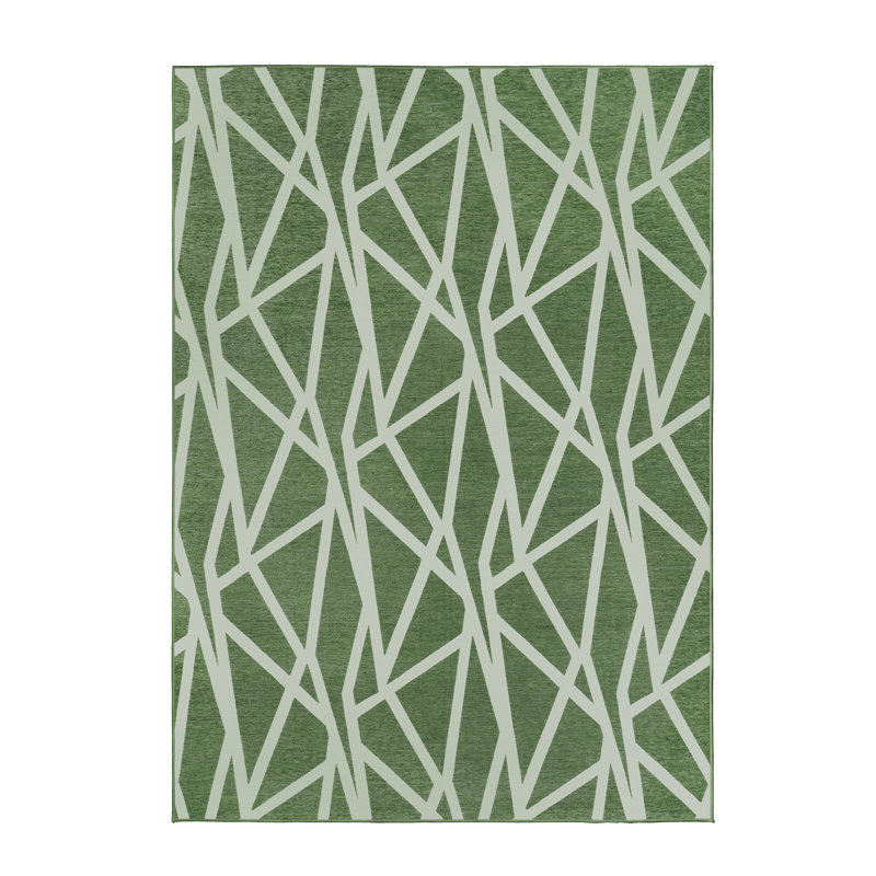 Tapis vert abstrait à motif abstrait 5 pi x 7 pi Beil