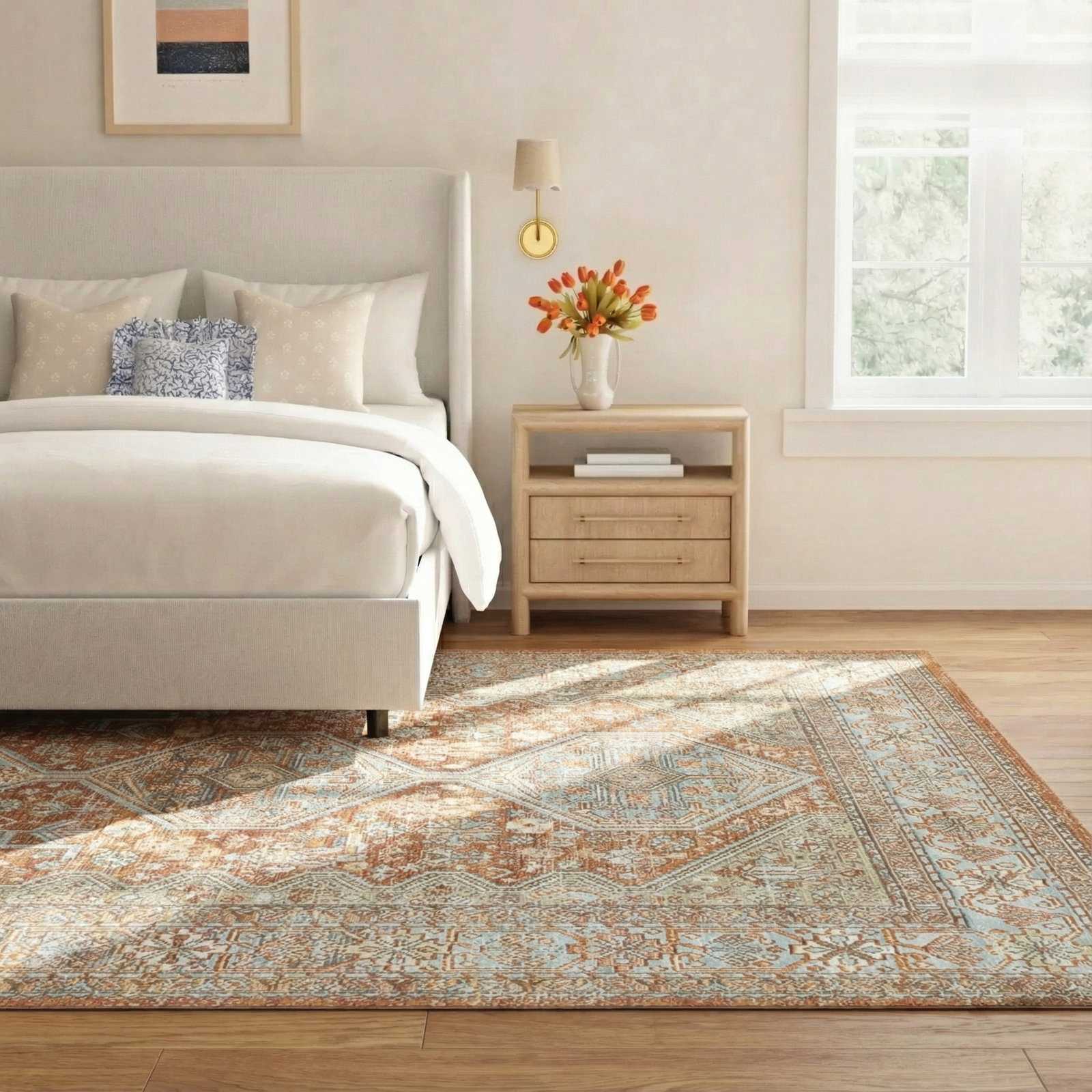 Willer Copper Orange Oriental Rug, Rectangle 9'3" x 11'10"