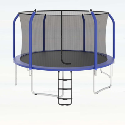 Durable 13FT Trampoline with Safety Net, Powder Coated Metal Tubes, and UV-Resistant Materials for Longevity and Safety