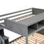 Lit superposé simple au-dessus d'un lit double gris avec tablettes, escalier de rangement et 2 tiroirs - idéal pour les chambres partagées-1974818197-1974818186