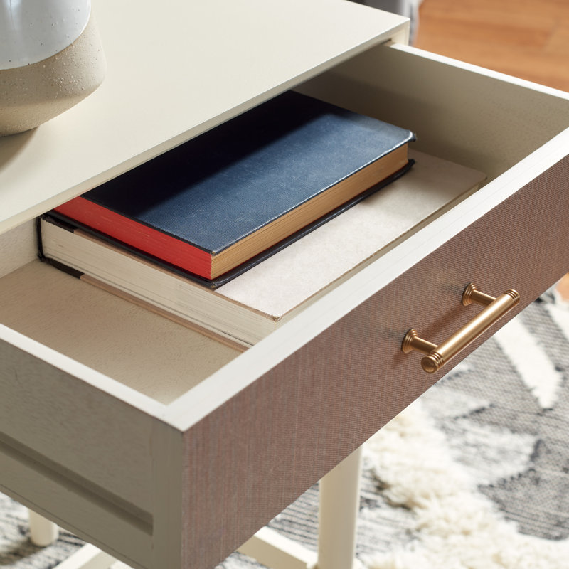 Peters End Table with Storage, White