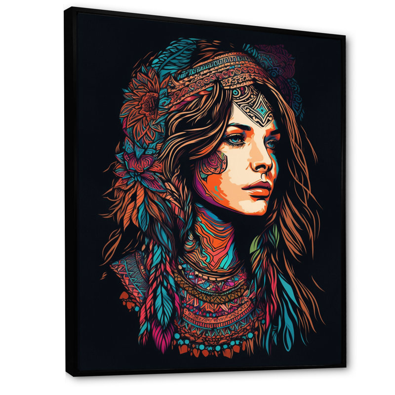 «Contemporary Bohemian Woman I» sur toile, H 20 po x l 12 po x P 1 po, Cadre flottant noir
