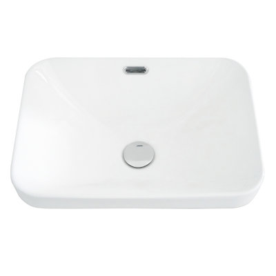 High - Gloss White Ceramic Drop In Sink, 14.39 Wide, Stain Proof, Smooth Surface For Hygiene Maintenance Glossy Sink With Integrated Design, 18.48 Deep, , Modern Style Integration