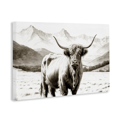 Highland Sepia Sketch Canvas, design by Kim Allen